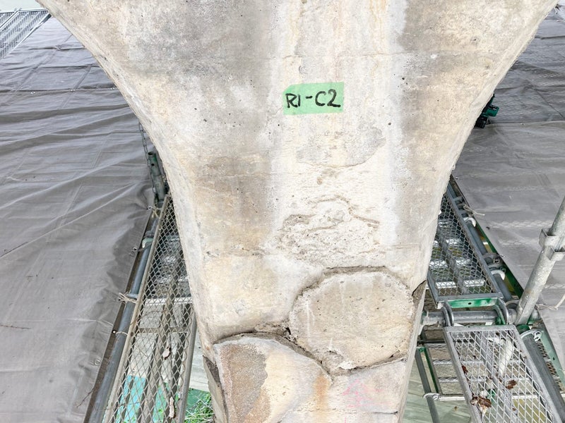 久米路橋鉄平石修復着工前の写真