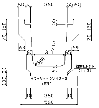 歩道Ｕ形側溝（長野県タイプ）