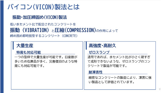 出前プレゼン資料の一例｜コンクリート製品の製造方法