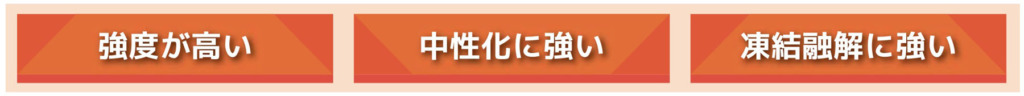 強度が強い 中性化に強い 凍結融解に強い